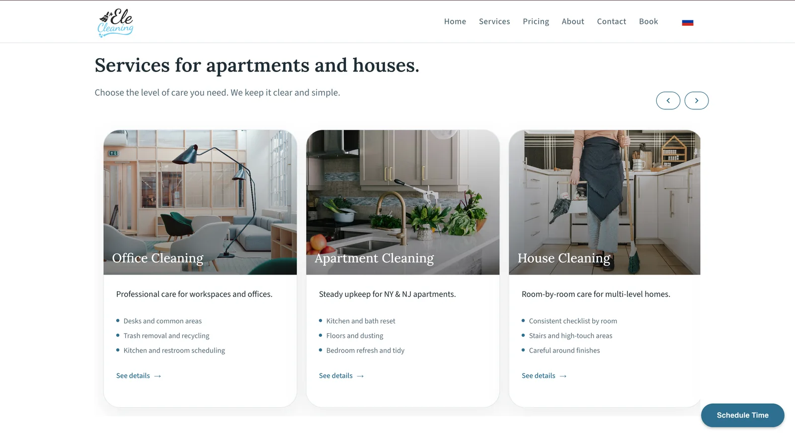 Ele Cleanings website